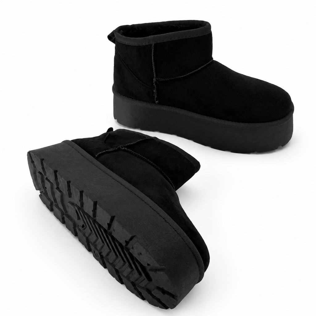 Botín Cozy Noir para mujer con plataforma liviana color negro - AGORA