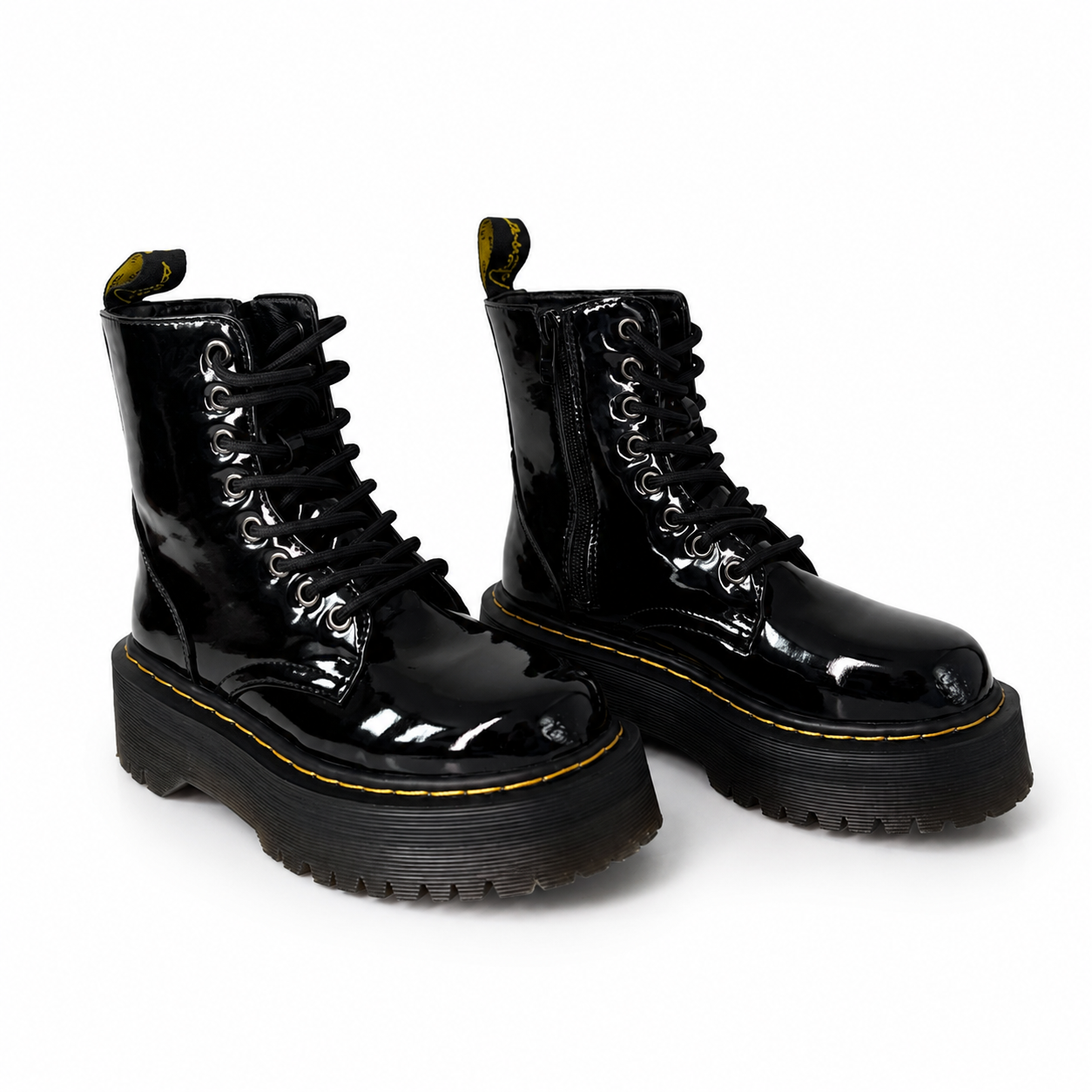 Vista lateral del Botín Rebel negro para mujer - AGORA